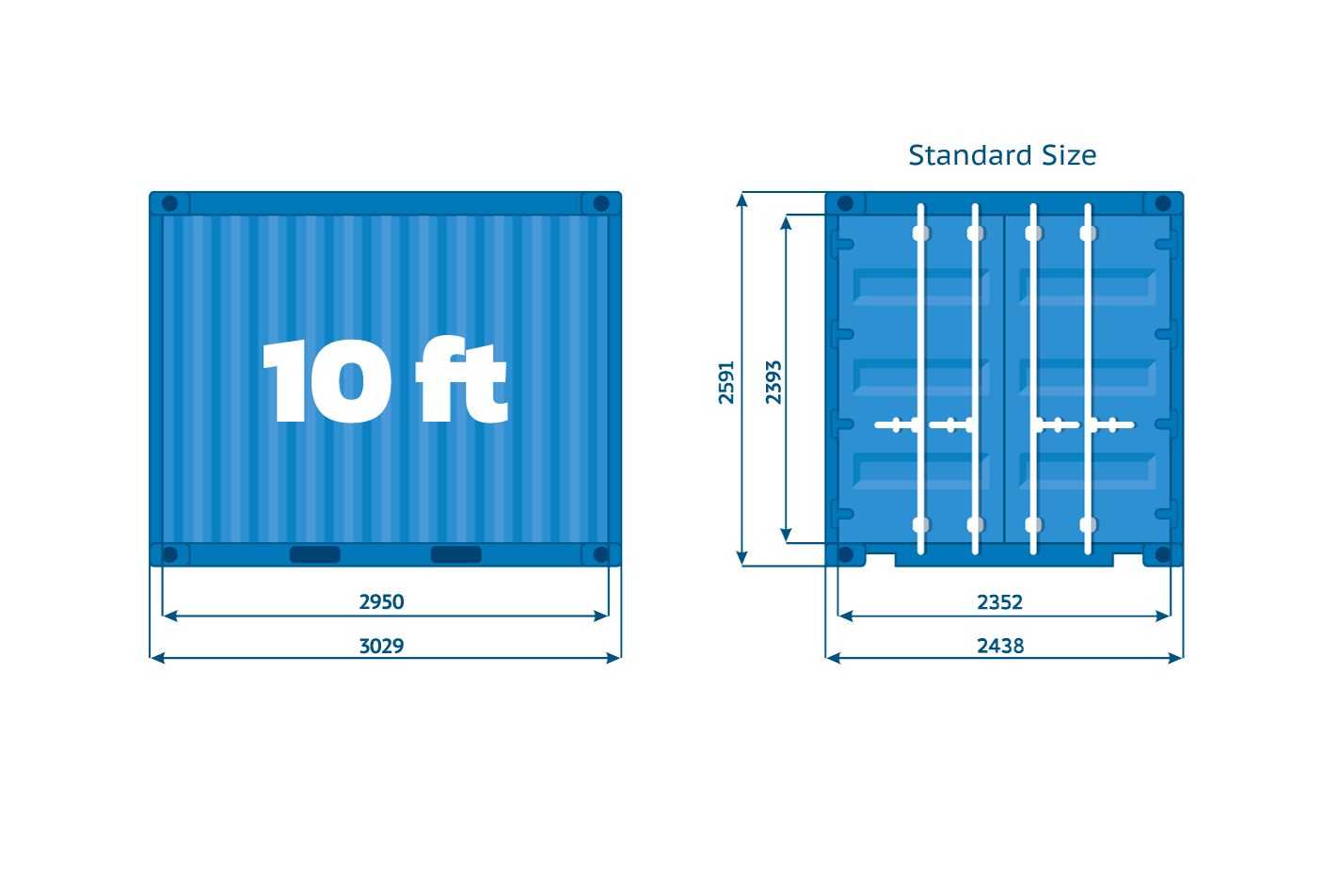 10ft shipping container dimensions