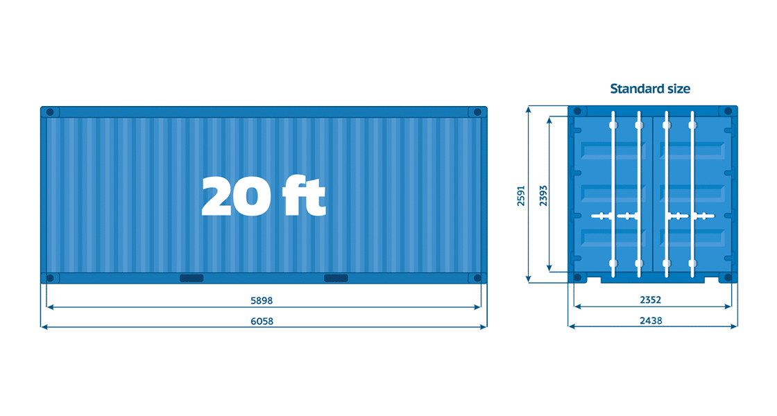 20ft shipping container dimensions