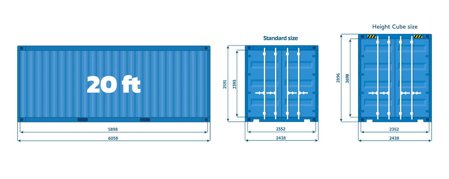 20ft shipping container dimensions