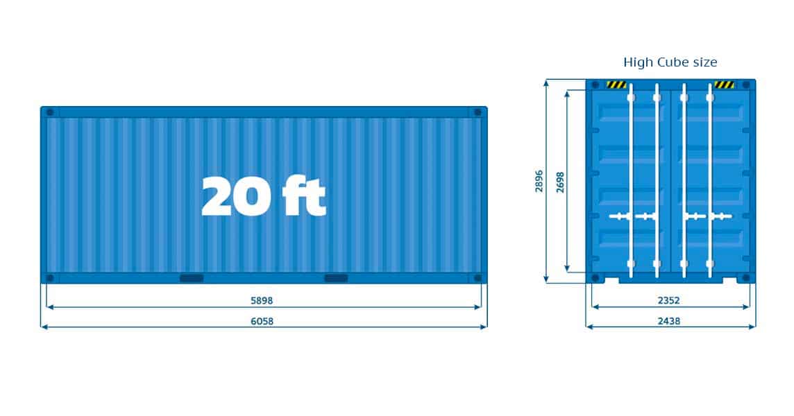 20ft shipping container dimensions