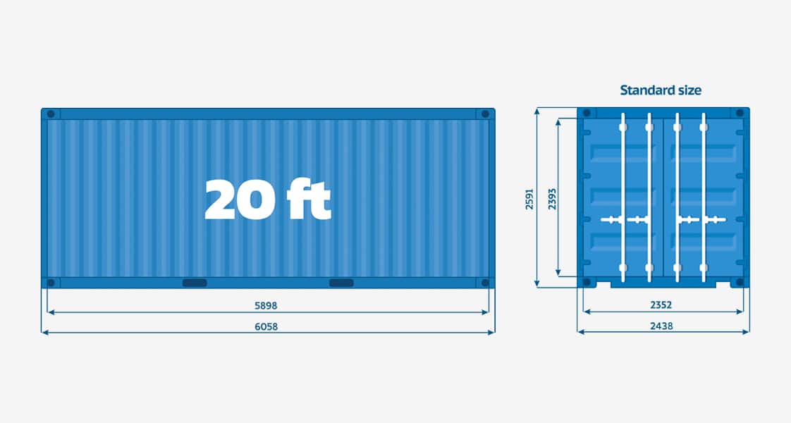 20ft shipping container dimensions